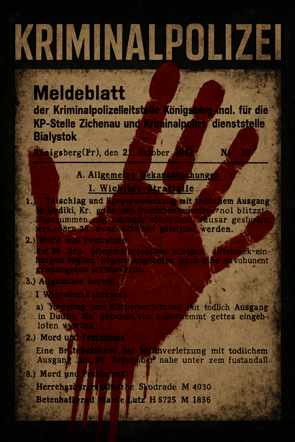 Criminal & Security Reports from Königsberg Criminal Police incl. Białystok & Zichenau, 1942) (Irving File 8D)
