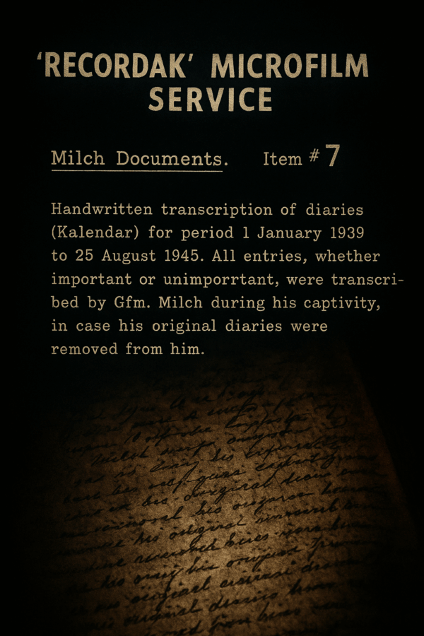 Diaries and papers of Erhard Milch (Irving File 36B) - Negative Reel