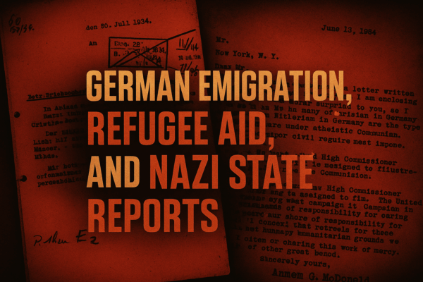 German Emigration, Refugee Aid, and Nazi State Reports (1933-1939) (Irving File 5EA-2)