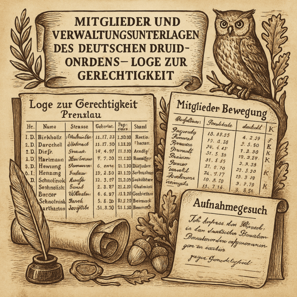 Membership and Administrative Records of the German Druid Order – Lodge 'Zur Gerechtigkeit', Prenzlau (1906–1933) (Irving File 4A)