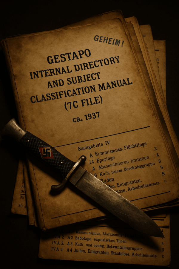 Gestapo Internal Directory and Subject Classification Manual  ca, 1937 (Irving  File 7C)