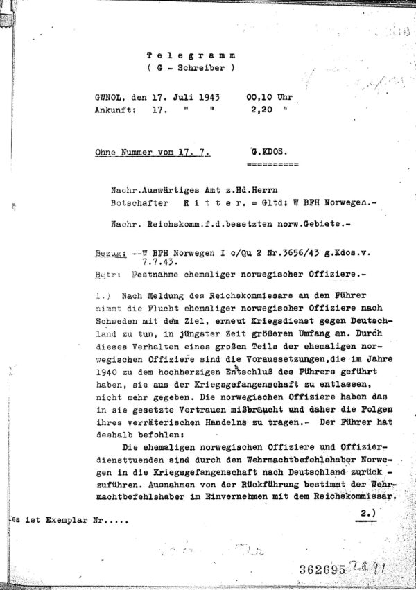 German Diplomatic and Military Correspondence on Croatia and the Balkans, 1942–1943 Amb. Ritter Files (Irving File 85) - Image 2
