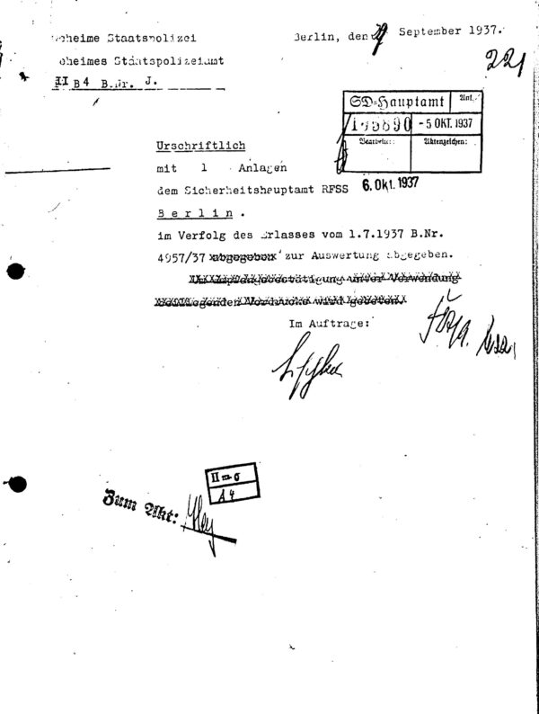 Jewish Migration Reports & Police Records Germany 1936-1937 (Irving File 5D) - Image 2