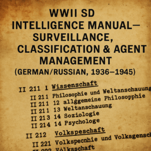 Nazi SD Intelligence & Surveillance Manual (1936–1945) (Irving File 3D)