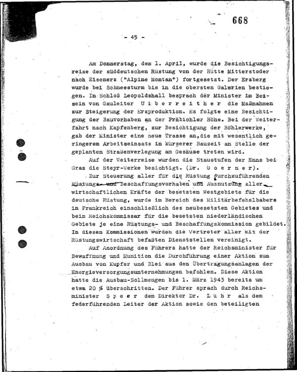 Albert Speer’s Confidential Chronicle of the Reich Ministry for Armaments and War Production, 1943 (Irving File 41) - Image 2