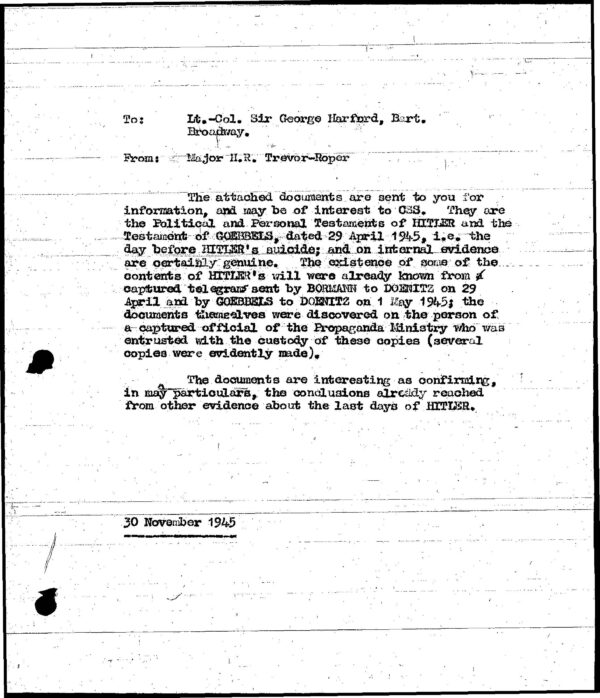 Professor Hugh Trevor-Roper’s Papers on the Last Days of Hitler (Interrogation Reports & Intelligence Documents, 1945–1946) (Irving File 39) - Image 3