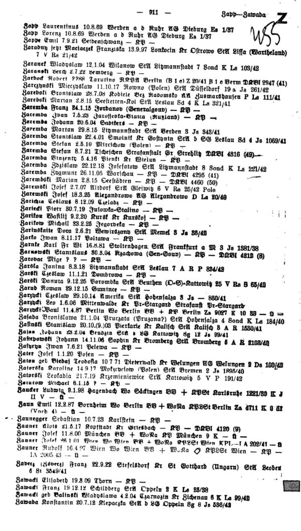 Gestapo  SS Case File Index (Alphabetical Register, 1930s–1940s) (Irving File 8H) - Image 2